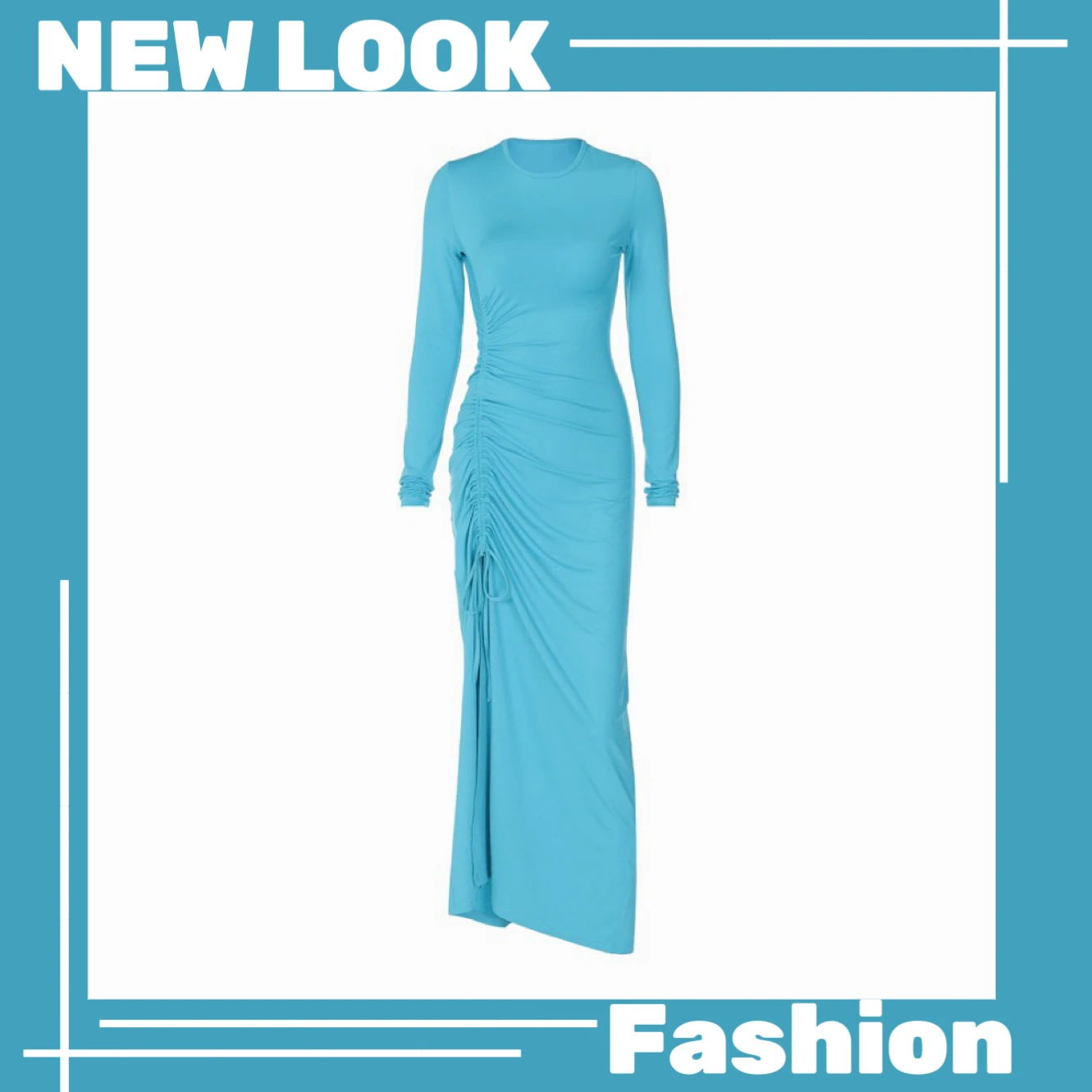 

Fantastic Fall 2023 Women High Street Draped Crew Neck Maxi Dress Evening Party Sexy Side Shirring Long Sleeve Dress Hotsweet