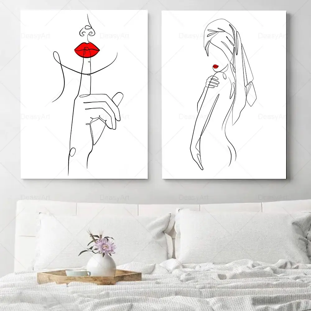 Абстрактный плакат с сексуальной обнаженной женщиной эскизная линия рисование