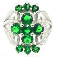 22x14mm anniversary 5 5g green emerald birthday gift females dating silver rings eye catching
