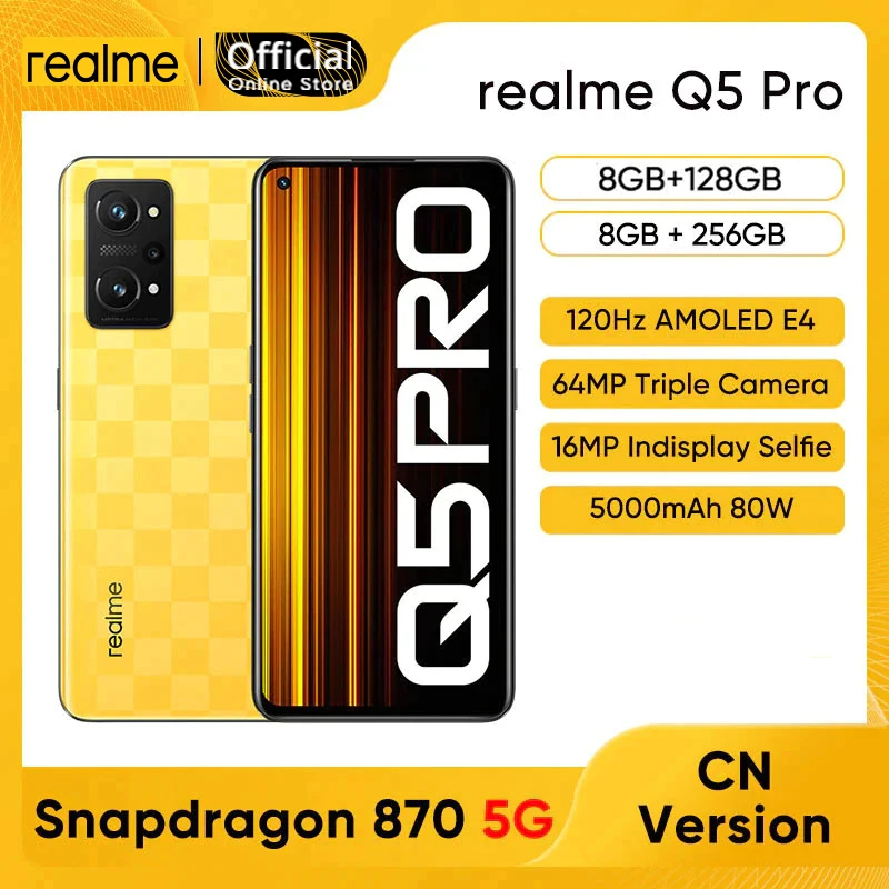 realme Q5 Pro Snapdragon 870 5G Smartphone 8GB 128GB/256GB 6.62'' AMOLED Display 120Hz 64MP Triple Cameras 5000mAh 80W