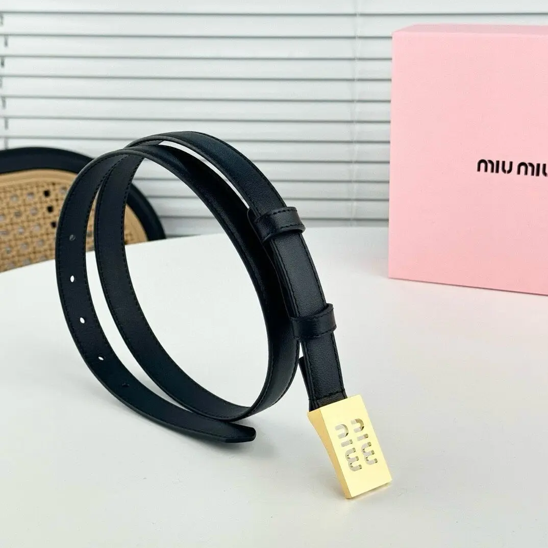 точная копия 1:1 Модный Изысканный Женский Пояс В Стиле MIUMIU Копирующий КлассичесКие Модели 2-сантиметровый Бутиковый Ремень Из ВолоВьей Кожи