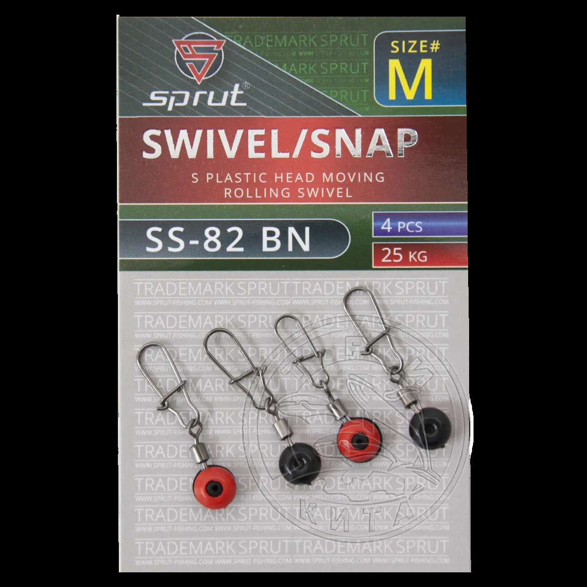 Карабин с вертлюгом SPRUT SS-82 BN M/25kg S plastic head moving rolling swivel (уп.4шт)