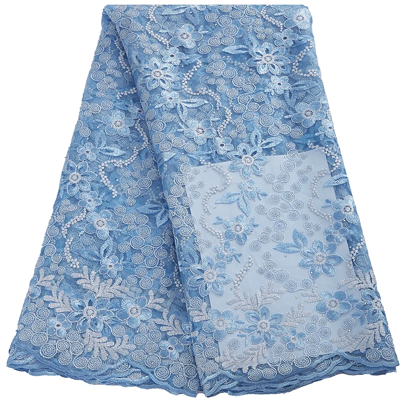 

French Tulle Lace Fabric 5 Yards 2022 For Wedding Dress High Quality Nigerian Women Wedding Asoebi African Lace Material F3018