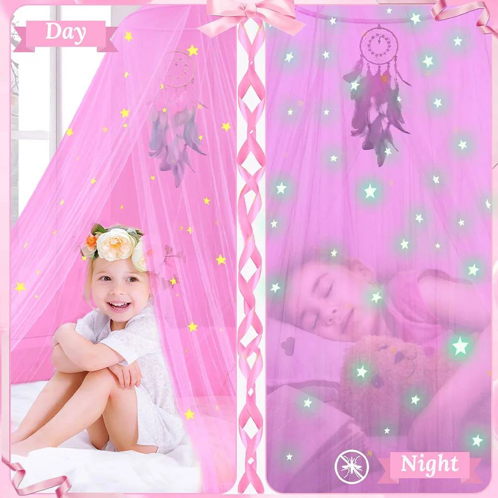Розовая Купольная Москитная Сетка Для Кровати 1 8-2 М С 100-светящейся В Темноте