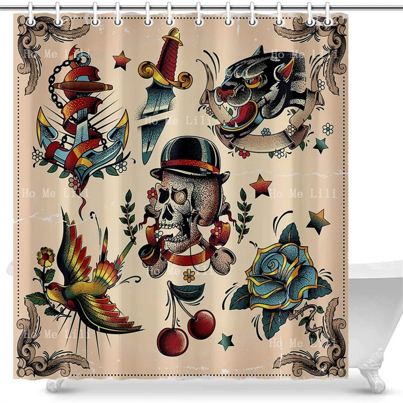 

Занавеска для душа Old School Tattoo из полиэстера