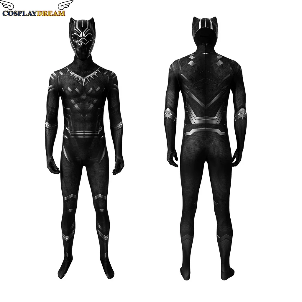 

Superhero Panther Cosplay Challa Costume 3D Printing Jumpsuit King Black Suit Lycra Spandex Zentai Suit for Halloween Carnival