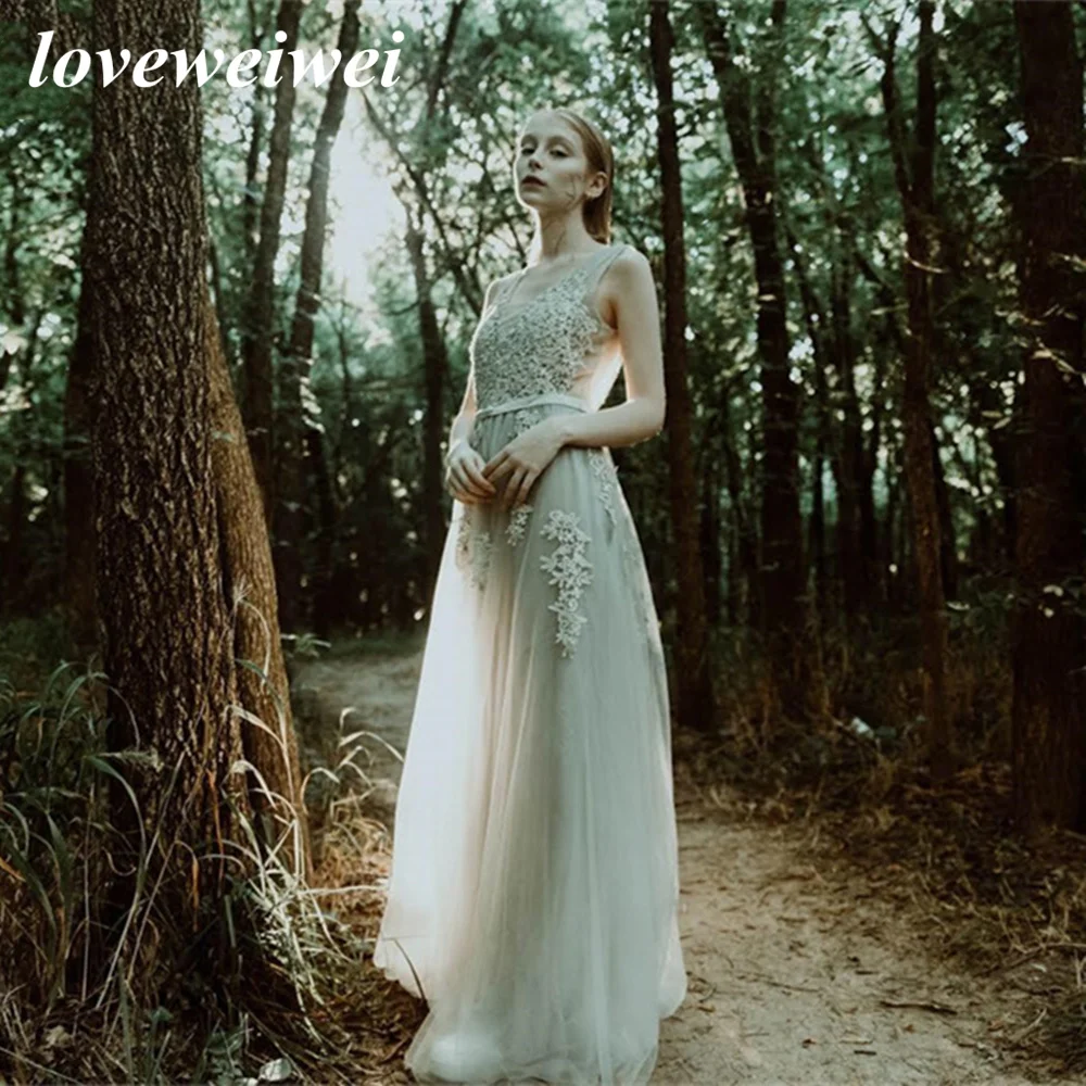 

Fast Ship Romantic Lace Prom Dress Appliques A-line Bride Gown Bridal Robes Tank Sleeves Evening Dress Vestidos De Novia