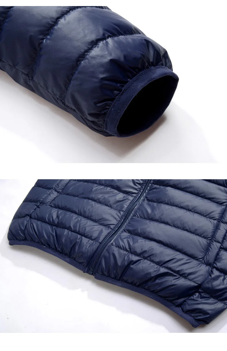 Winter Men's Stand Collar Down Jacket Ultra Light Windbreaker Feather Lightweight Portable Warm Coat Clothing Black Blue Gray