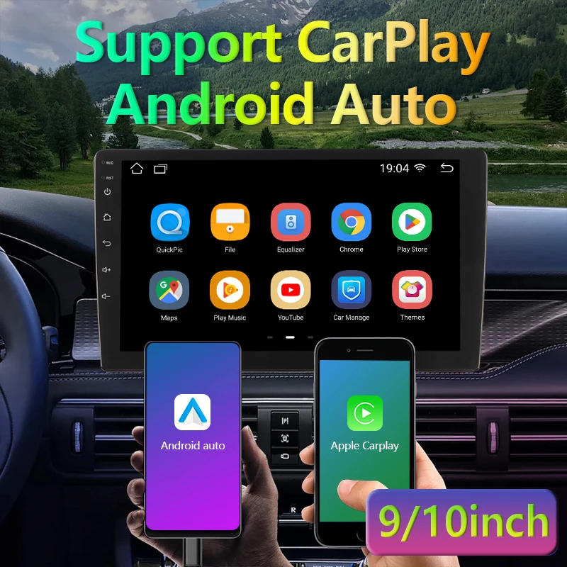 Универсальный Автомобильный мультимедийный видеоплеер экран 9/10 дюйма Android 13/12 GPS