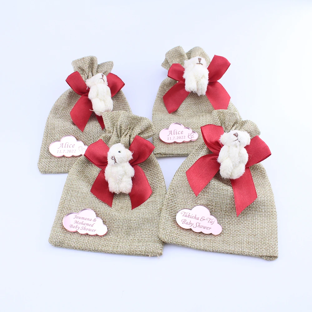 

Teddy Bear Gift Bags,Baby Shower Favors,Teddy Bear Birthday,Treat Bag,Personalized Wedding Party Candy Bags Gifts,Baptism Favors