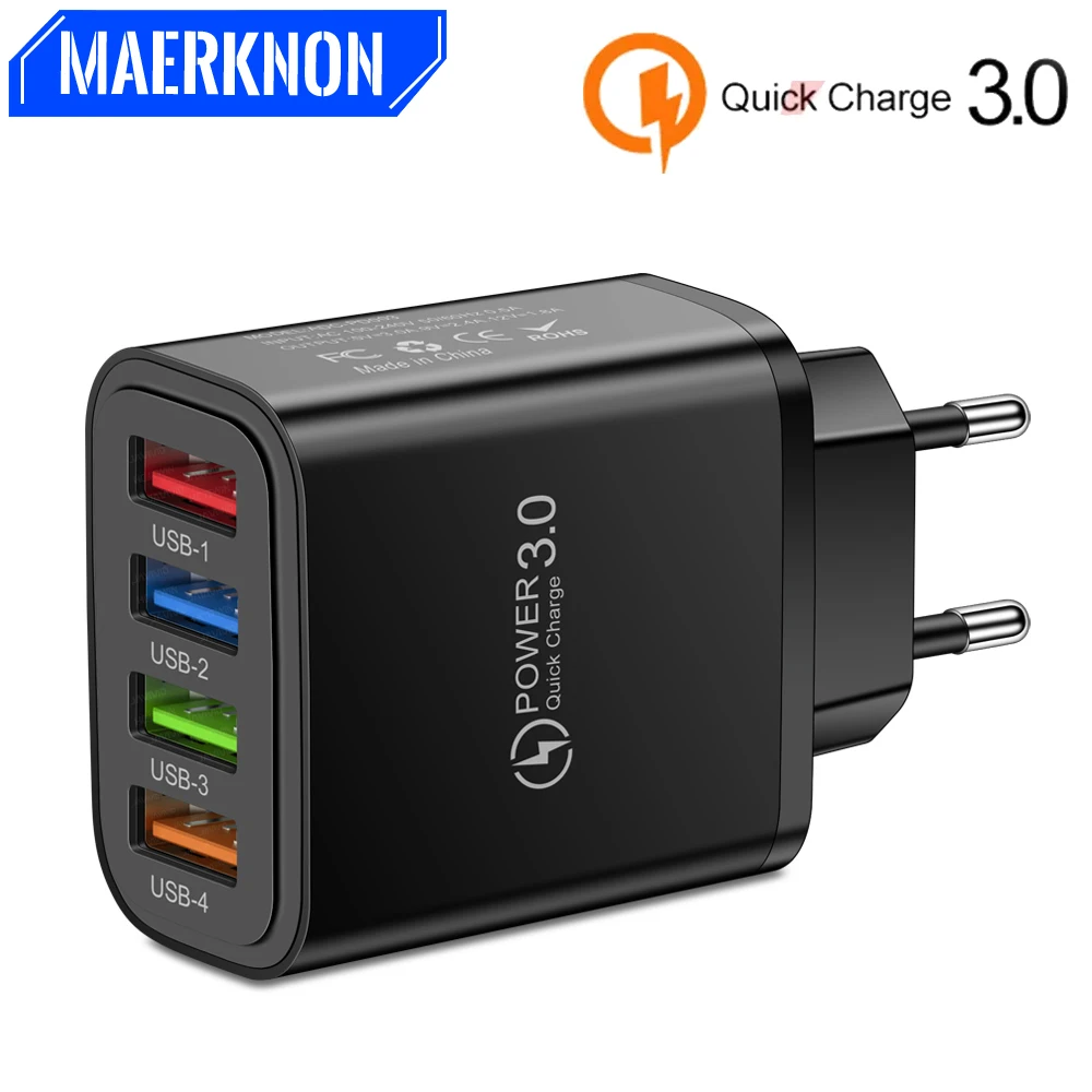 Зарядное устройство USB 3 0 4 порта быстрая зарядка зарядное для iPhone 15 14 Pro Max Samsung S22