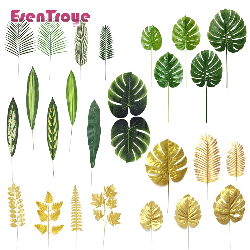 

Artificial Tropical Palm Leaves Fake Plant Jungle Safari Birthday Party Summer Wedding Decoration Hawaiian Luau Home Table Decor