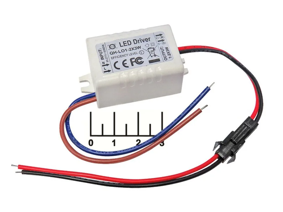 Драйвер светодиода 650mA/ 2-7VDC 85-277VAC (1-2)*3W (QH-LO1-2X3W)