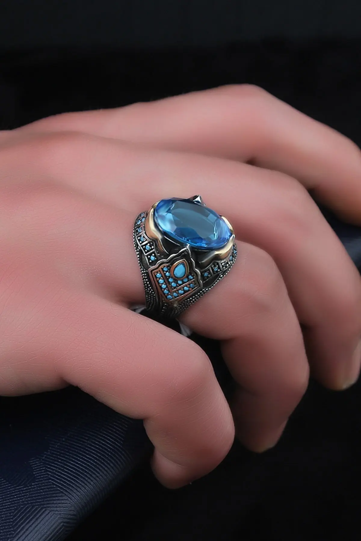 

Unique ring for men Topaz Stone 925 Sterling Silver Men's Ring Men's ring fashion good-looking 2022 new ring