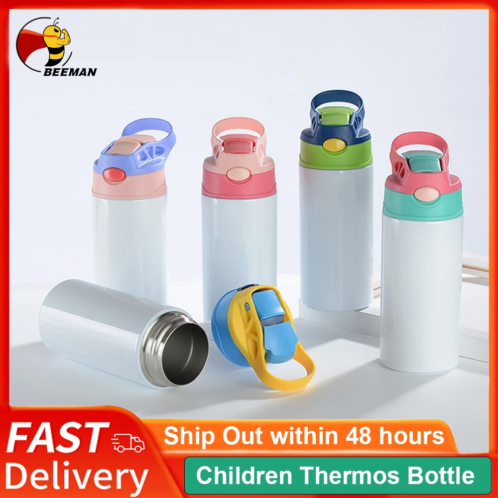 Children Thermos Bottles Sublimation Sippy Cup Double Wall Vacuum Insulated Tumbler with Handle Stainless Steel Water Bottle
