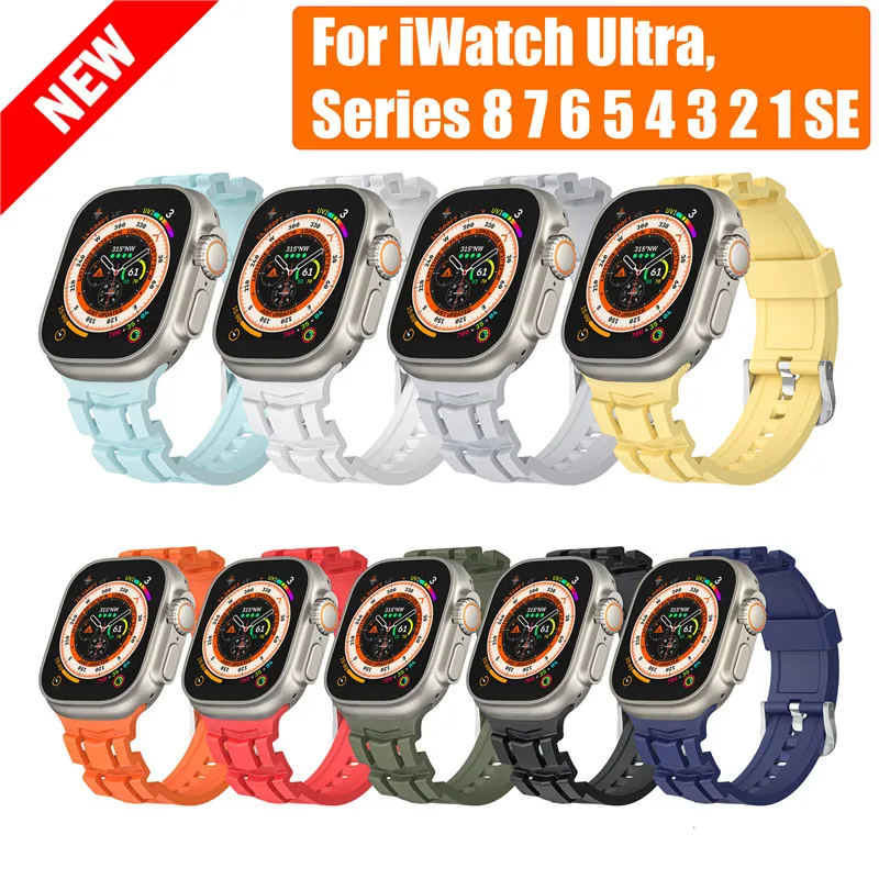 

Silicone Strap for Apple Smartwatch 1/2/3/4/5/6/7/8/SE/Ultra Extreme Sports Color Strap Accessories