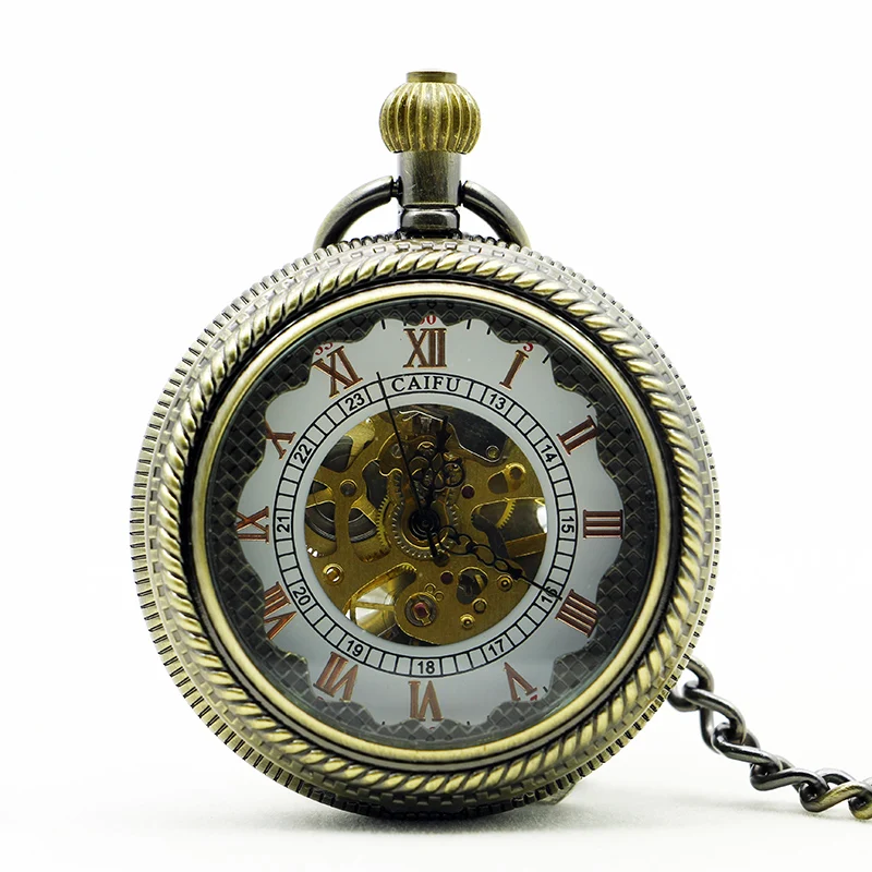 Hand Wind Casual Fashion Men Women Pocket Watches Personalised Roman Numerals Mechanical Automatic Pocket& Fob Watches