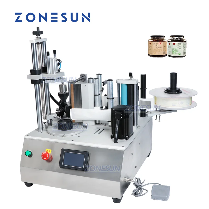 

ZONESUN Semi Automatic Custom Sauce Jam Polygon Hexagon Bottle Label Sticker Labeling Machine