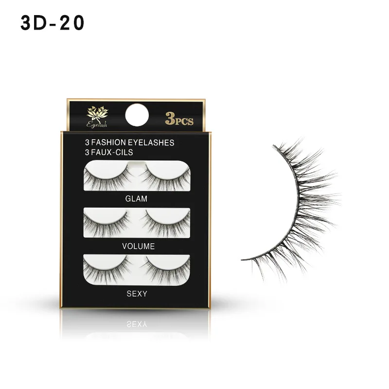 

1 Pairs natural long 3D mink false eyelashes Natural pure handmade Mink extension eye lashes natural cross