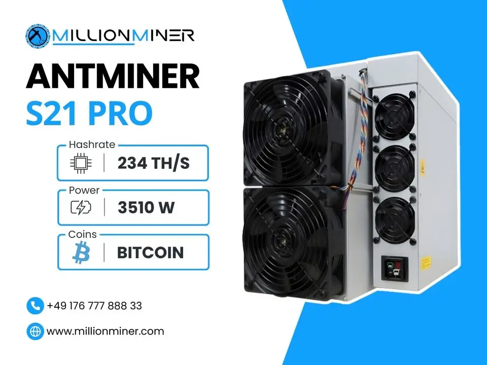 Горячие продажи Bitmain Antminer S21 Pro 234T 3510W Bitcoin BTC ASIC Miner