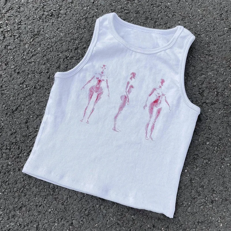 

Американский Ретро черный/белый однотонный Печатный сексуальный тонкий короткий женский летний топ Y2K уличная одежда