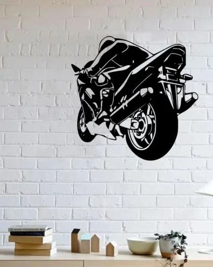 Motorcycle Driver Men Creative Metal Wall Art Decor Picture Decoration Wall Decor Table Hanging Fans Safe Ride MotoGP  Bike Ride