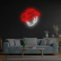 cowboy hat custom neon sign led lights house aesthetic restaurant bar living room wall decoration personalized art lamps