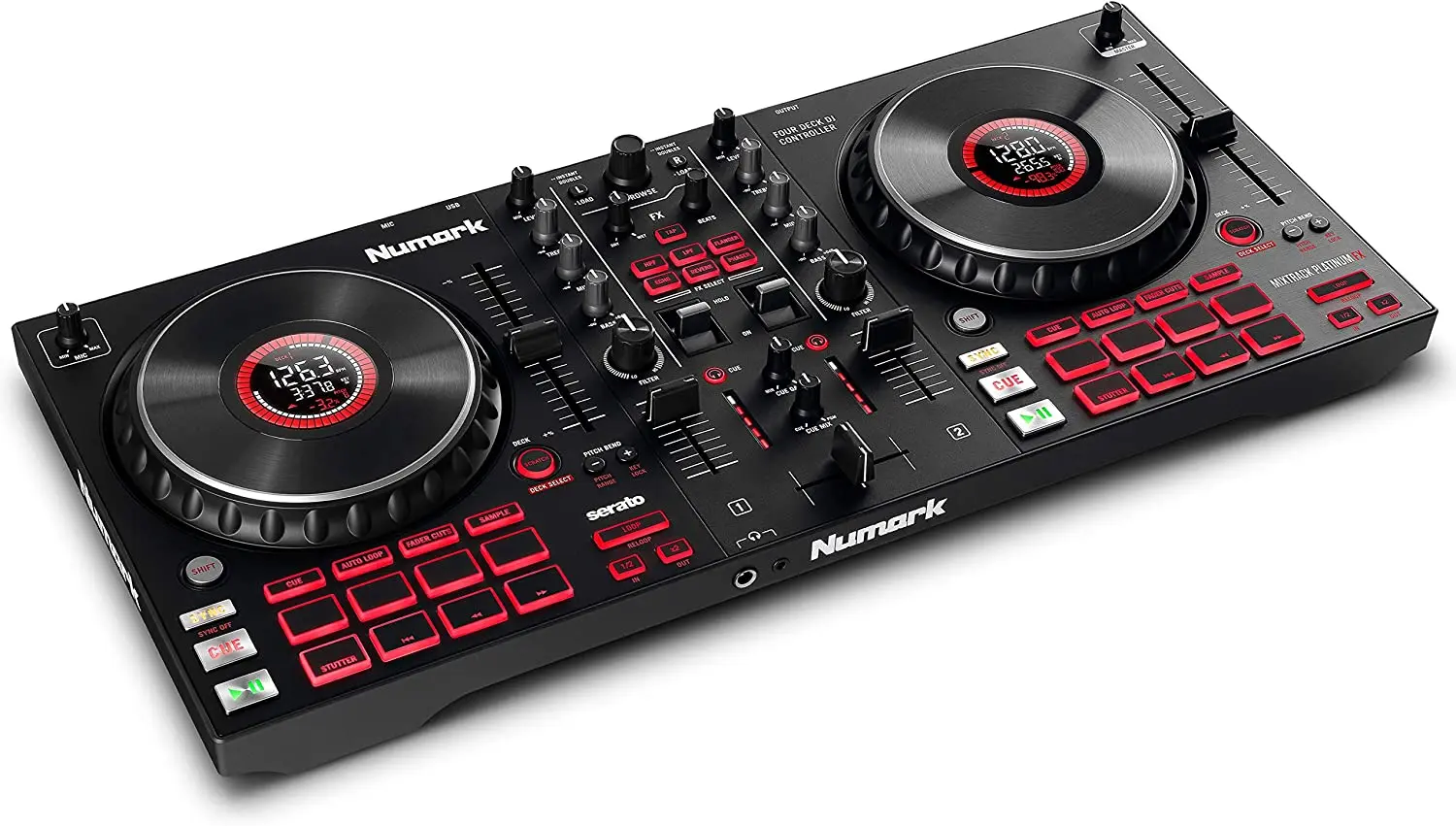

Numark Mixtrack Platinum FX-DJ-контроллер для Serato DJ с 4 режимами управления, DJ-микшер, встроенный звуковой интерфейс, пробежки
