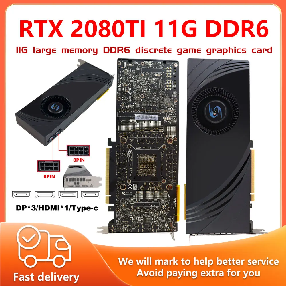 

Видеокарта RTX 2080TI 11 ГБ для настольного ПК, графическая карта NVIDIA 352Bit GDDR6 PCI Express 3,0 × 16 Turbo Fan GPU GeForce rtx 2080 ti 11g