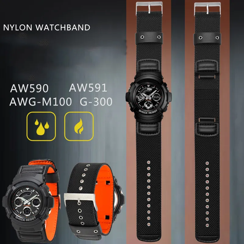 

16mm18mm Nylon Leather Watch Strap for Casio G-SHOCK AW-591MS AW-590 AWG-M100/101 G-300 DW5600 GW-5000 5035 GW-M5610 Wrist Band