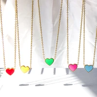 luxukisskids 2022 pink heart babygirl choker green necklace stainless steel chain pendants necklaces for women summer jewelry