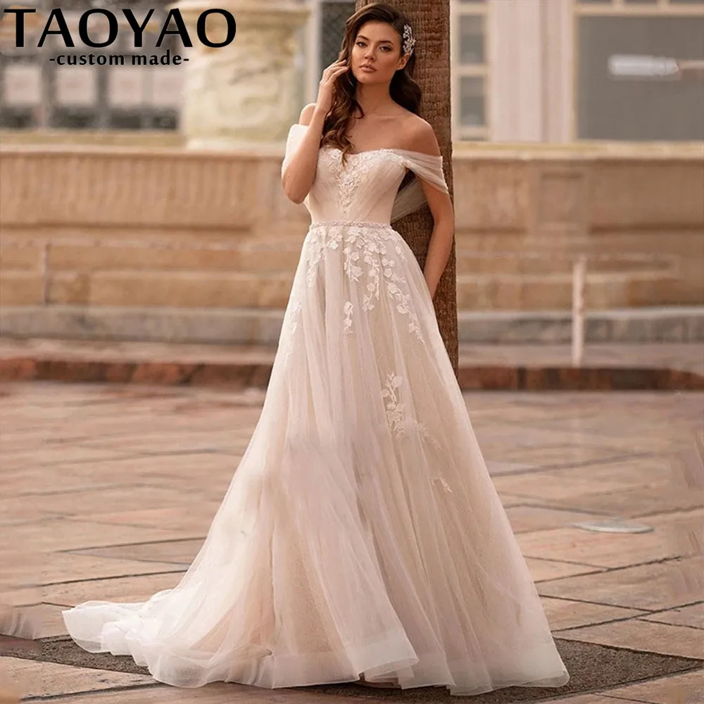 

Sexy Off The Shoulder Long Evening Dress Beads A-Line Prom Dress For Women Party Backless Lace Appliques Robe De Soriee