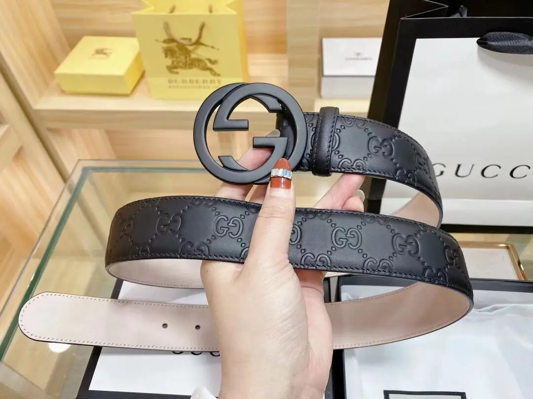 точная копия 1:1 Gucci Style Luxury Copy1:1 Бутик С Пряжкой Из Чистой Стали Модный Универсальный Мужской Ремень Для Отдыха 38 См