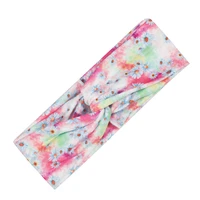 floral print gradient tie dye twisted knotted headband for women fashion elastic headbands wide turban head wrap hairband