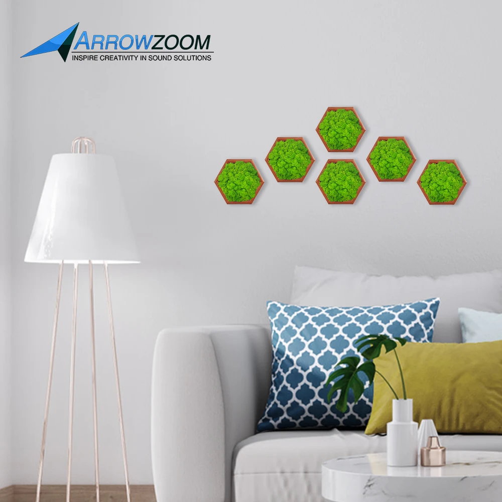 

Arrowzoom Naturally Preserved Moss Wall Decor Decoration Framed Hexagon Natural Wood Green DIY Landscape Home Living Room AZ1310