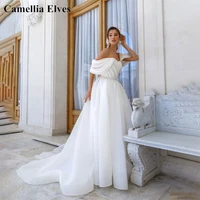 elegant a line organza wedding dresses 2022 for women sweetheart bride gowns lace up backless bride dress vestido de novia