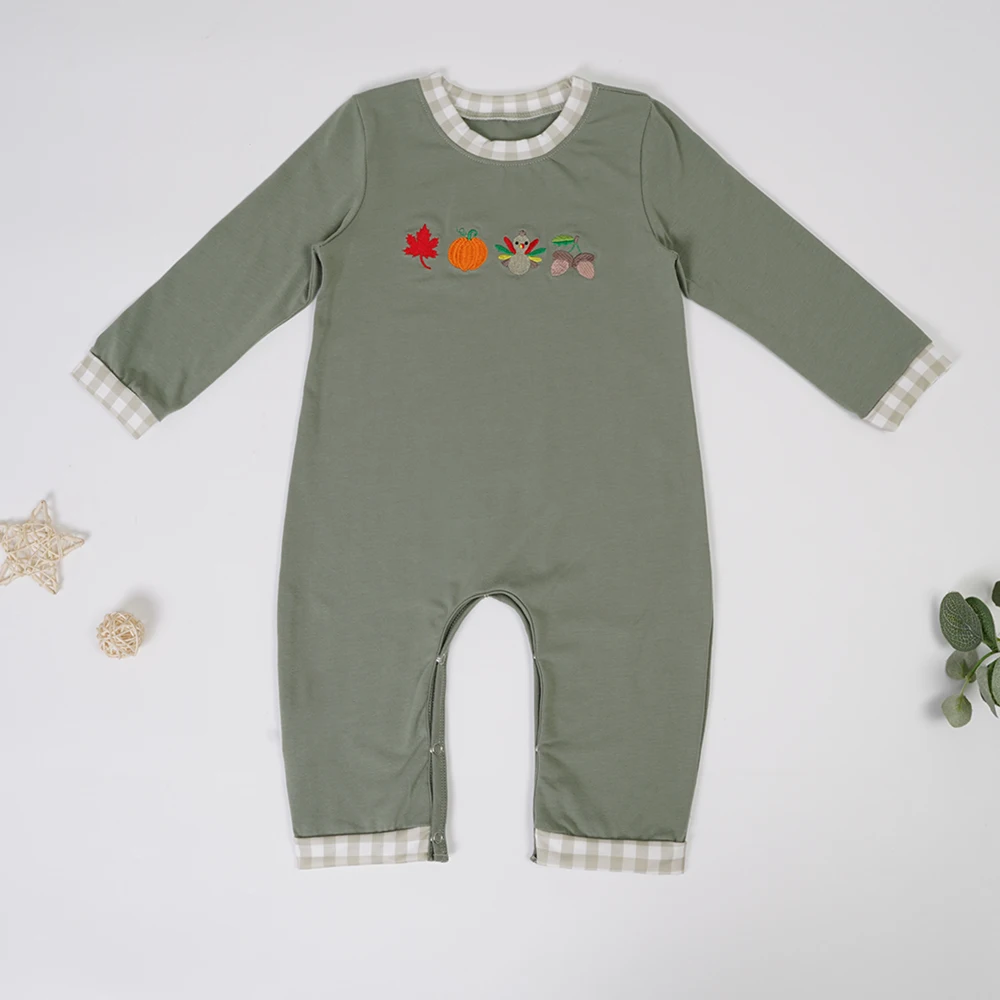 

Thanksgiving Fashion One-Piece Clothes For Baby Boys Cute Turkey Pumpkin Long Sleeve Rompers Newborn Infant Snap Long Jumpsuit
