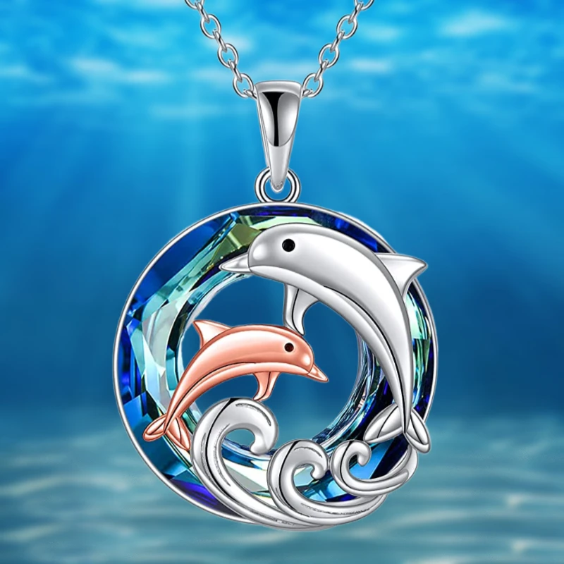 чокер цепочка на шею женская ожерелье подвеска Модное с двойным дельфином