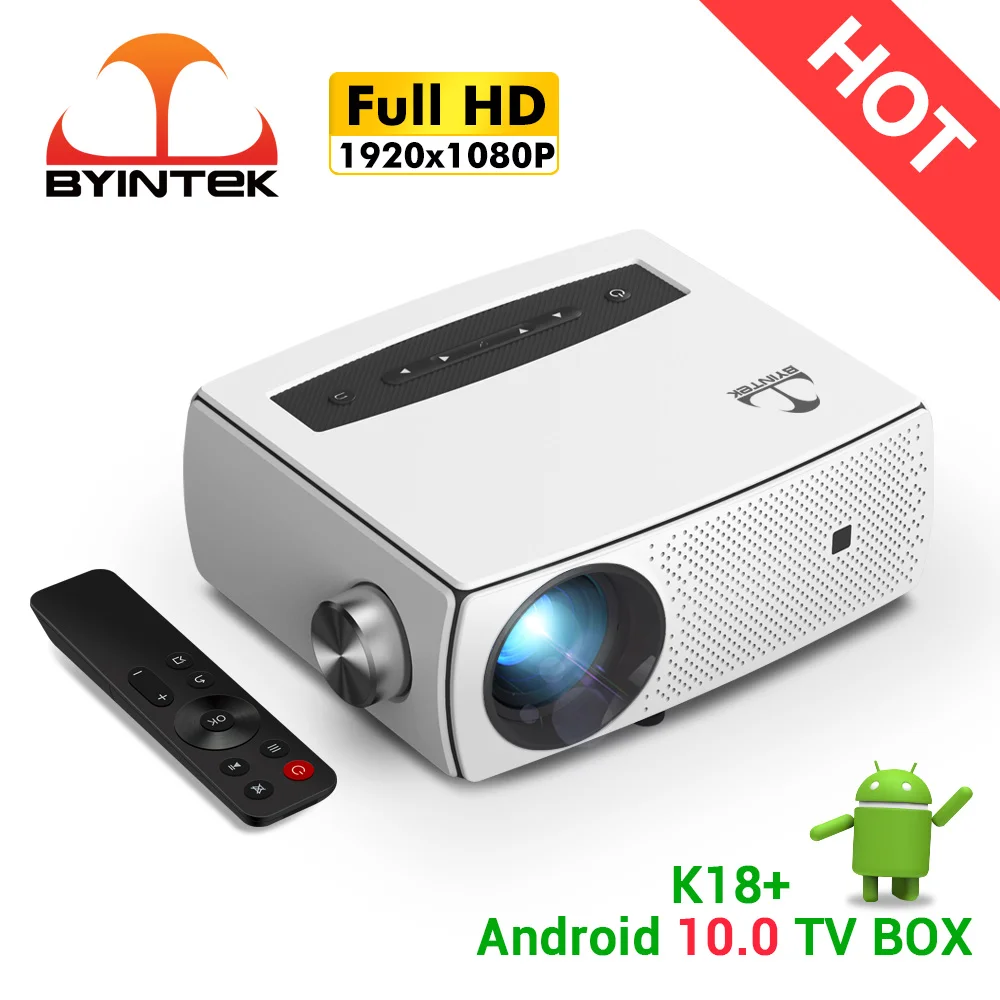 

BYINTEK K18 Full HD 1920x1080 LCD Smart Android WIFI LED Video Home Theater Portable Mini Projector 4K 1080P for Smartphone