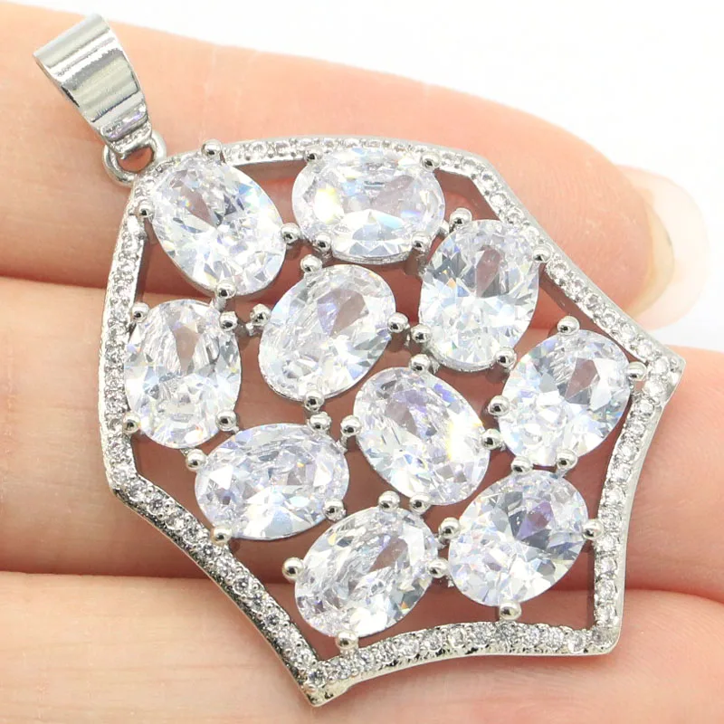 

Серебряный кулон на юбилей 45x2, 6 мм, Белый сапфир, розовый кунцит, Женские Ювелирные изделия для помолвки