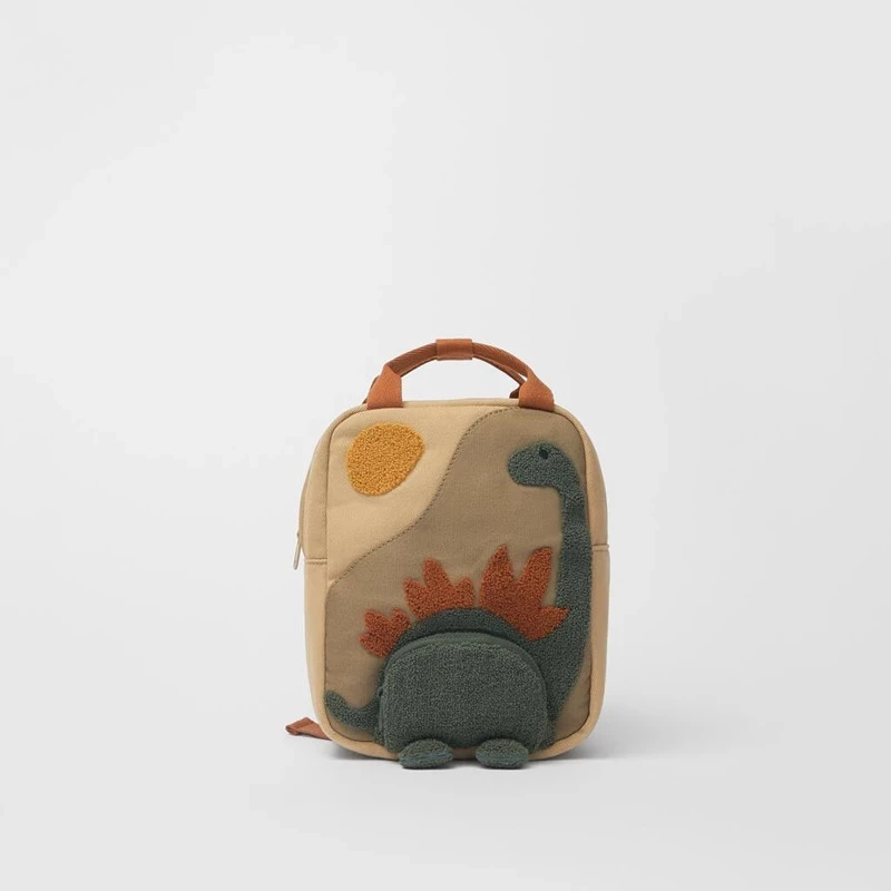 New Embroidery Small Dinosaur Hook Embroidered Cartoon Bag Canvas Kindergarten Children Backpack
