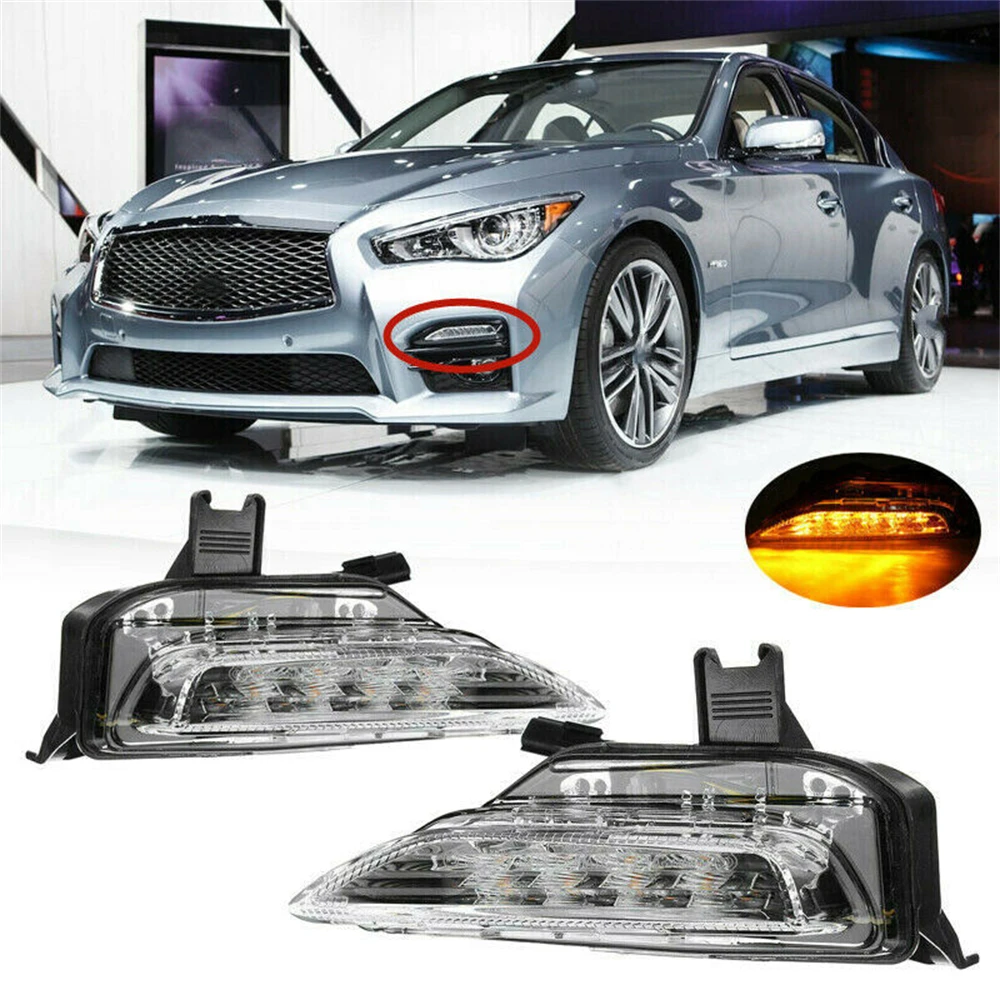 Fog Turn Signal Light Sequential LED Lamp For 2014 2015 2016 2017 2018 2019 2020 Infiniti Q50 Q50S Sport