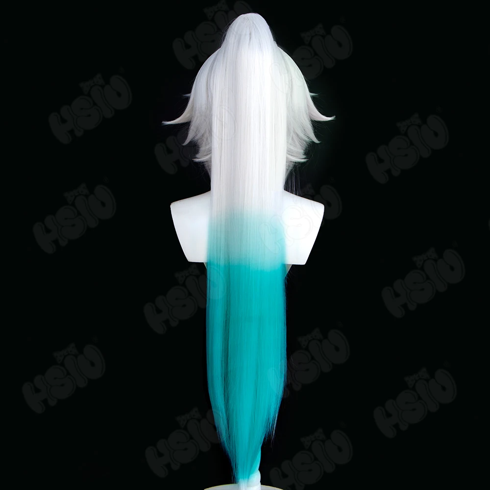 Парик для косплея Game Honkai Star Rail Feixiao серебристый белый градиентный с длинными