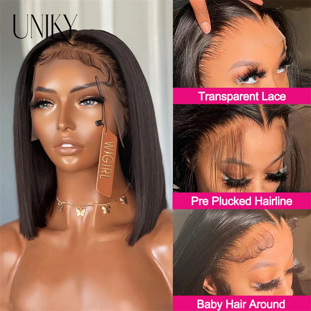 Короткий прямой парик Боб парики из человеческих волос плотность 150%