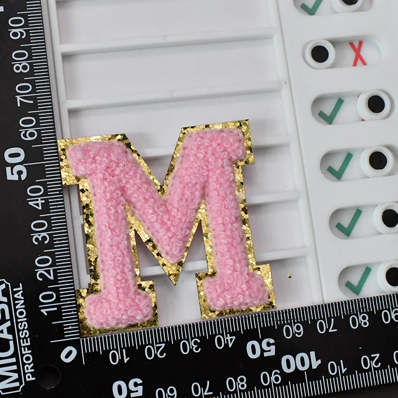 5.5cm Adhesive Letter Patches Towel Chenille Embroidery For PVC Pouch DIY Customized Phrase Craft Stick-on Patches images - 6
