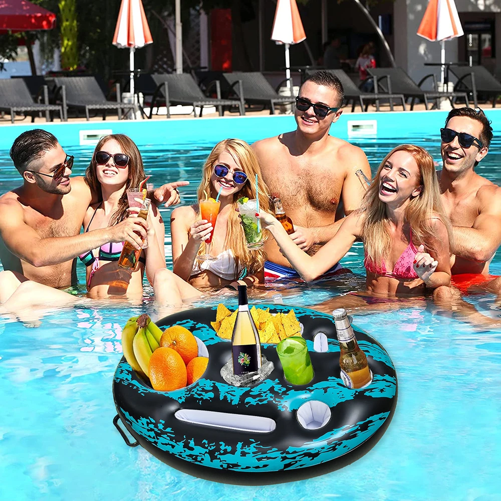 

Floating Drink Holder for Pool, Hot Tub Accessories for Adults Inflatable Pool Drinking with 9 Holes Party Float Gifts