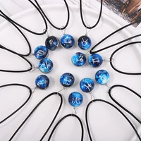 punk luminous 12 constellation necklace for women glow in the dark crystal glass ball necklaces for women fashion jewelry gift