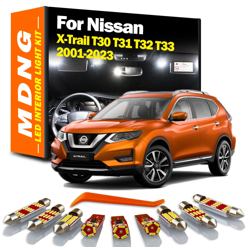 MDNG LED Interior Map Dome Light Indoor Bulb Kit For Nissan X-Trail Xtrail T30 T31 T32 T33 2001- 2019 2020 2021 2022 2023 Canbus