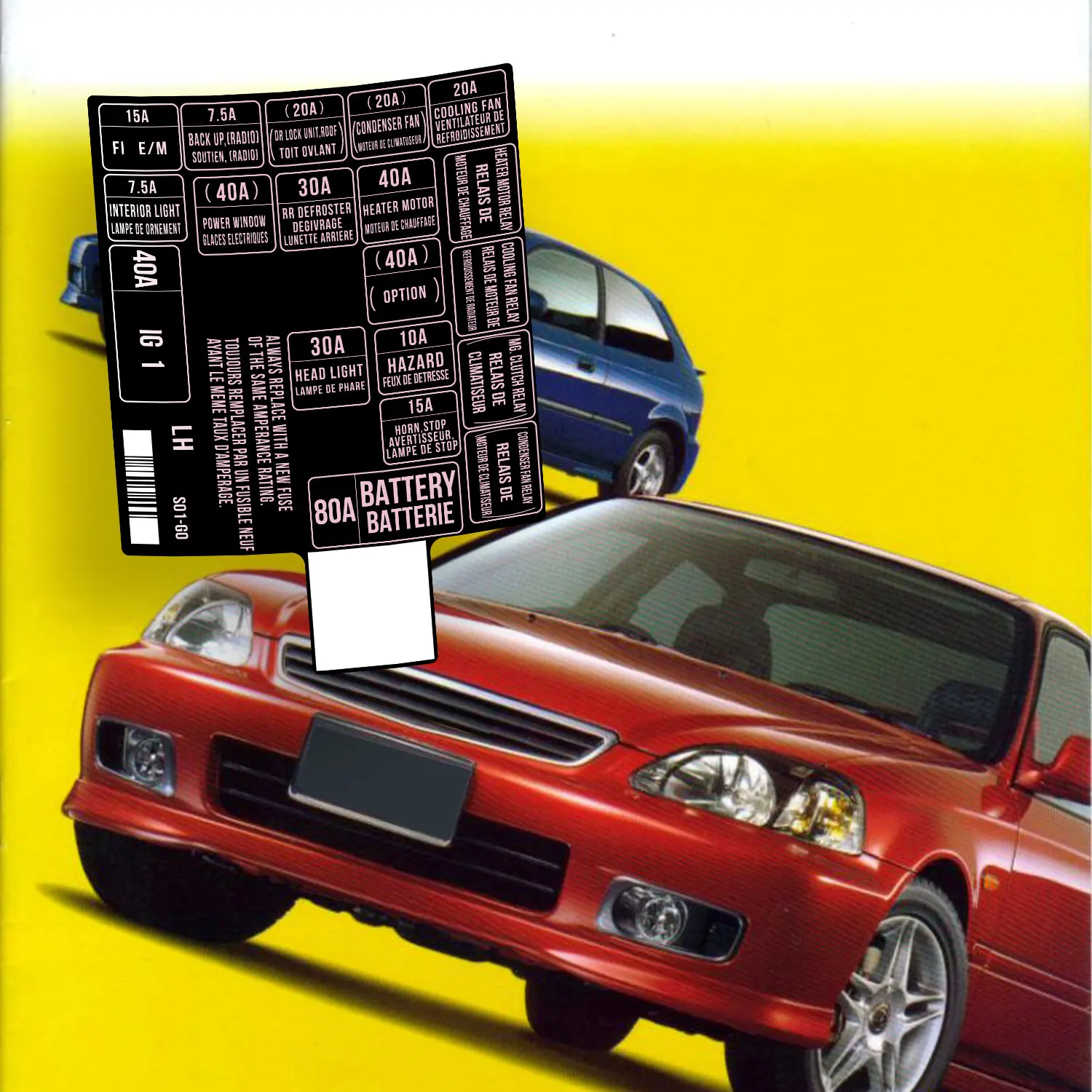 

HONDA CIVIC EK4 FUSE BOX STICKER RESTORATION