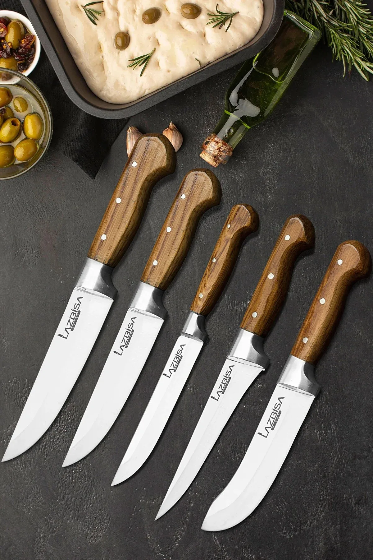 Kitchen Knife Set 5 Pcs. Stainless Steel Kitchen Accessories Hand Craft  Kitchen Knife Set Meat Bread Vegetable Fruit Steak